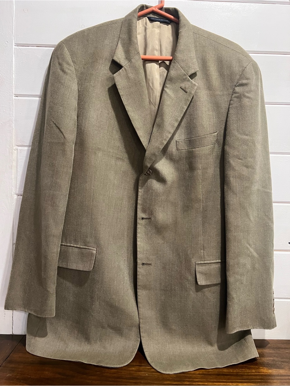 Vintage Brooks Brothers Beige Sport Coat Silk Linen Wool Summer Sz 44L